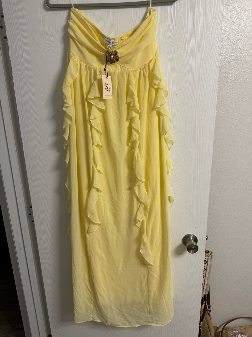 Sincerely Jules Pale Yellow Ruffle Maxi Dress